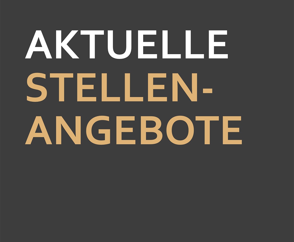 Text 'AKTUELLE STELLENANGEBOTE' auf dunklem Hintergrund, Hinweis auf aktuelle Jobangebote bei 3Tec.